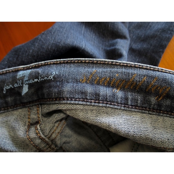 7 For All Mankind Dark Wash Straight Leg Jeans - Picture 5 of 9